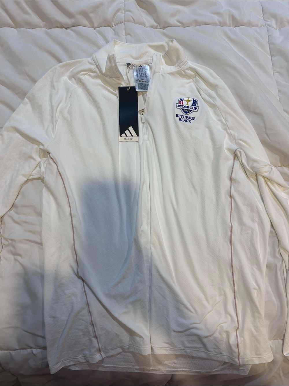 Authentic Adidas Women’s White Quarter-Zip Ryder Cup 2025 Jacket